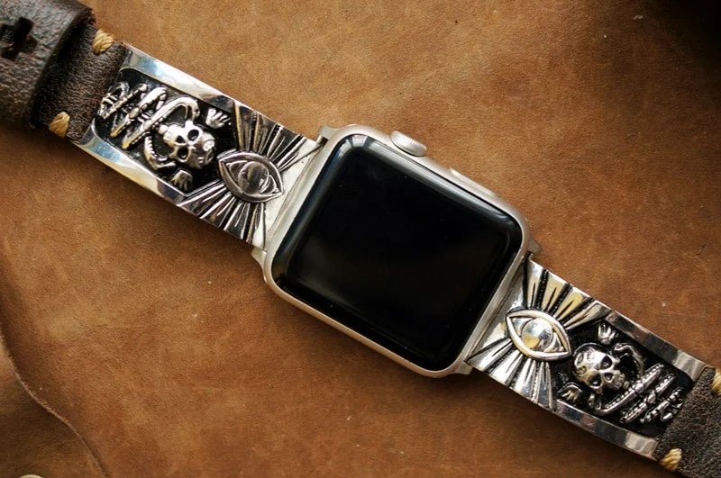 Skull Eyes Sterlingsilber 925 Anhänger Uhrenarmband ( 2-teilig) für Panerai oder Apple Watch 1 2 3 – Bild 4